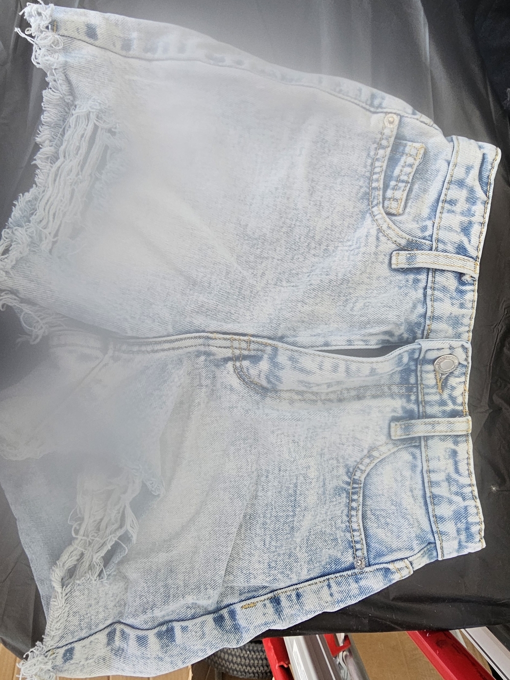 PrettyLittleThing Light Blue Acid Wash Frayed Denim Shorts